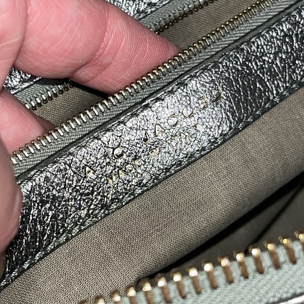 Marc Jacobs Y2K Quilted Venetia Metallic Gunmetal Leather Satchel w/ Chain Strap - Picture 15 of 17